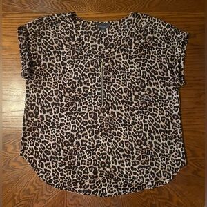 BOLD Elements Leopard Print Blouse w/ Gold Zipper Size XXL